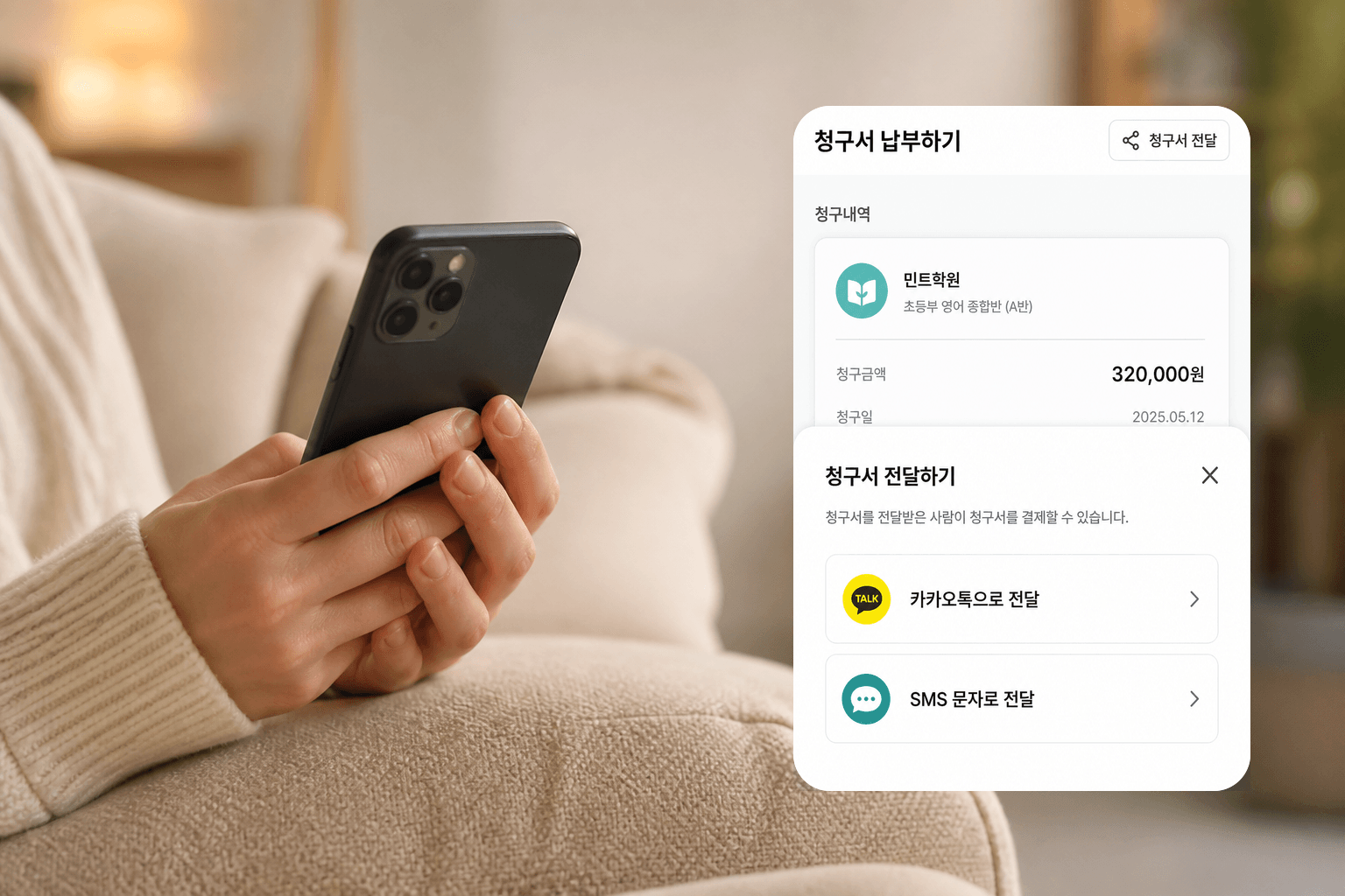 청구서 전달하기 화면